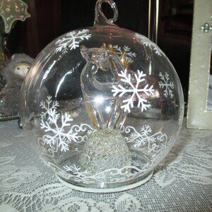Blown Glass Reindeer Globe